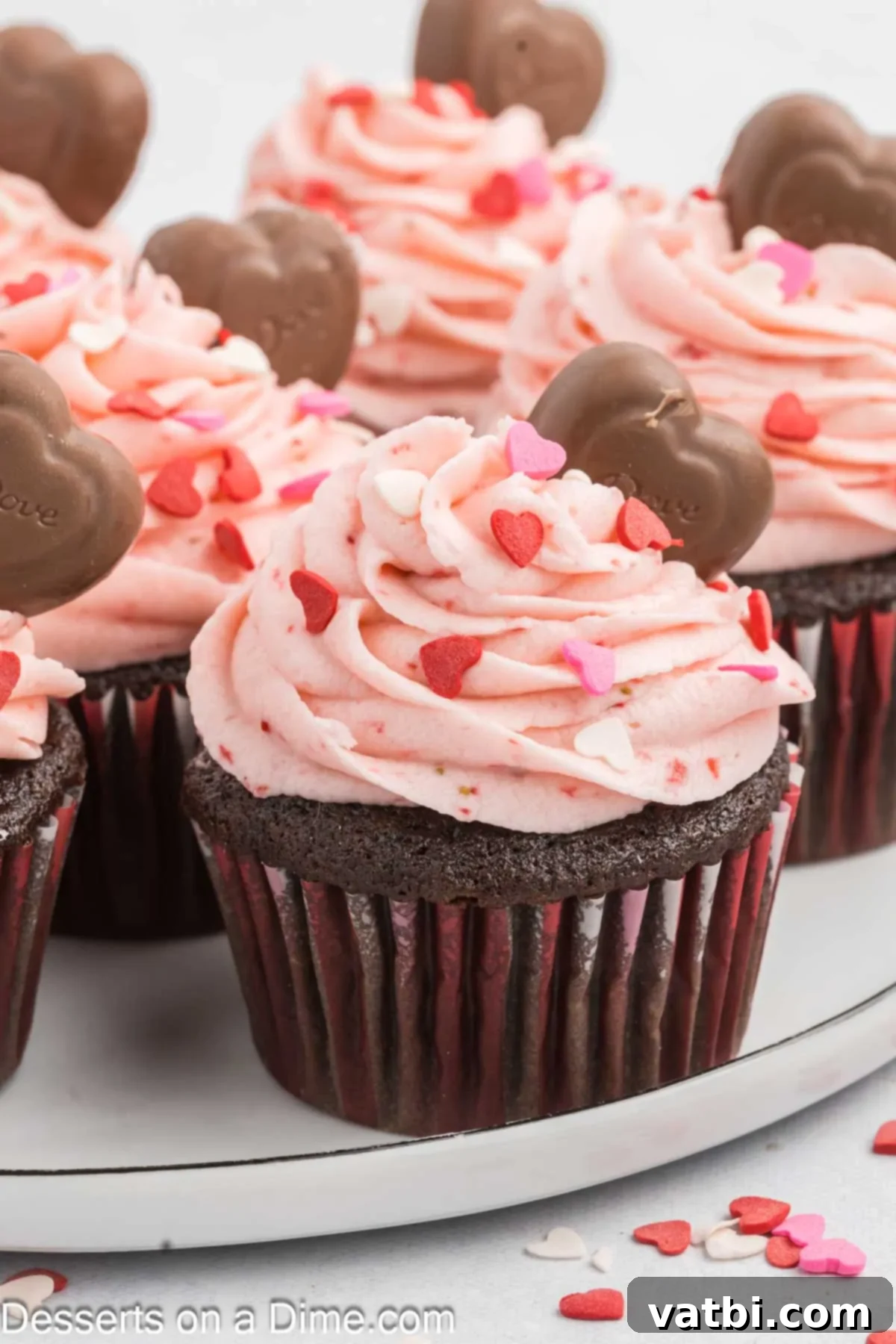 Romantic Cupcake Creations 2 Valentine Cupcakes on a platter ready to serve.