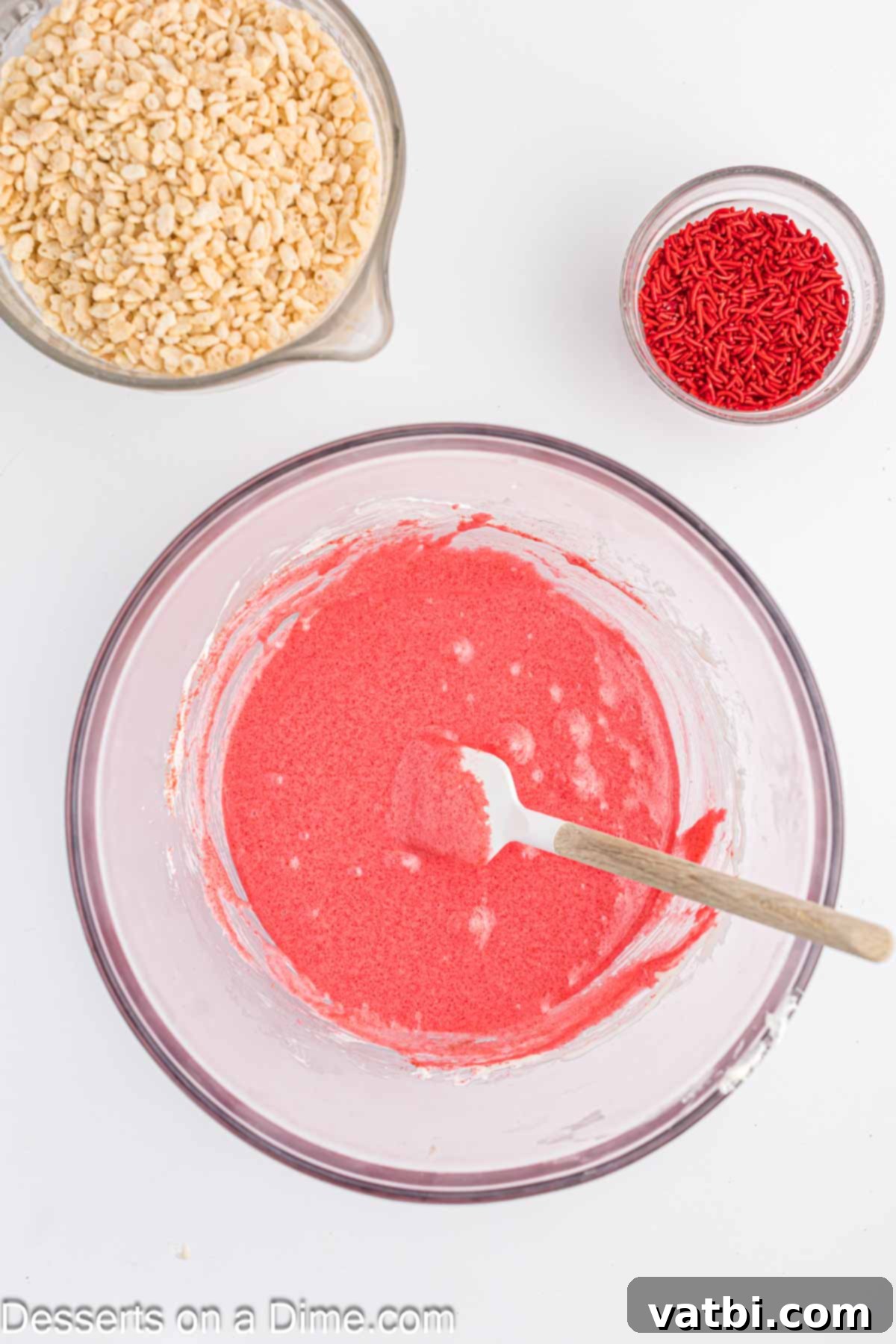 Strawberry jello added to mixture. 