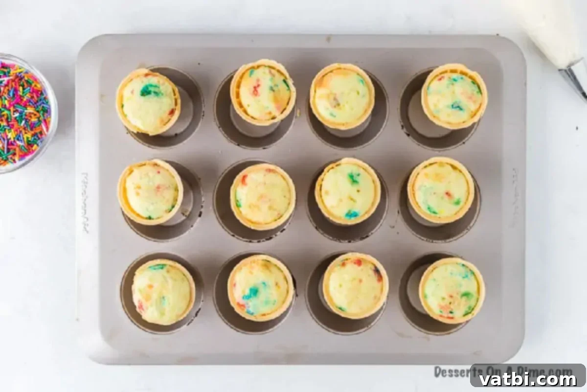 Sweet Cone Treats 4 Cupcakes baked and cooling.