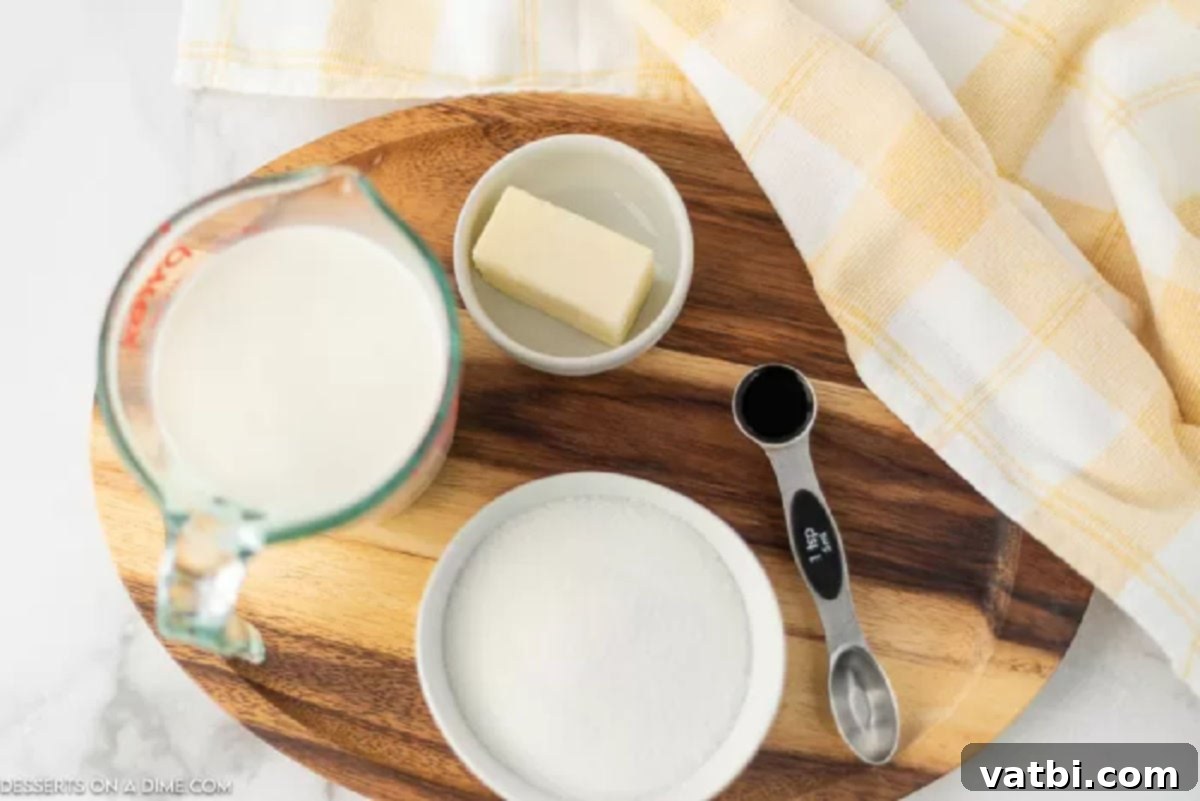 Homemade sweetened condensed milk is simple to make at home. Skip the store bought stuff and make this simple 4 ingredient recipe at home. Ingredients needed - whole milk, sugar, butter, vanilla