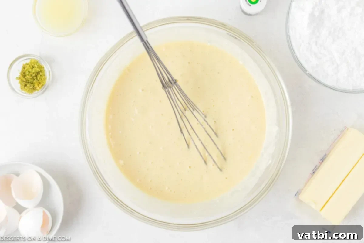 Zesty Key Lime Cupcakes 2 Mixing bowl with cake batter combined.