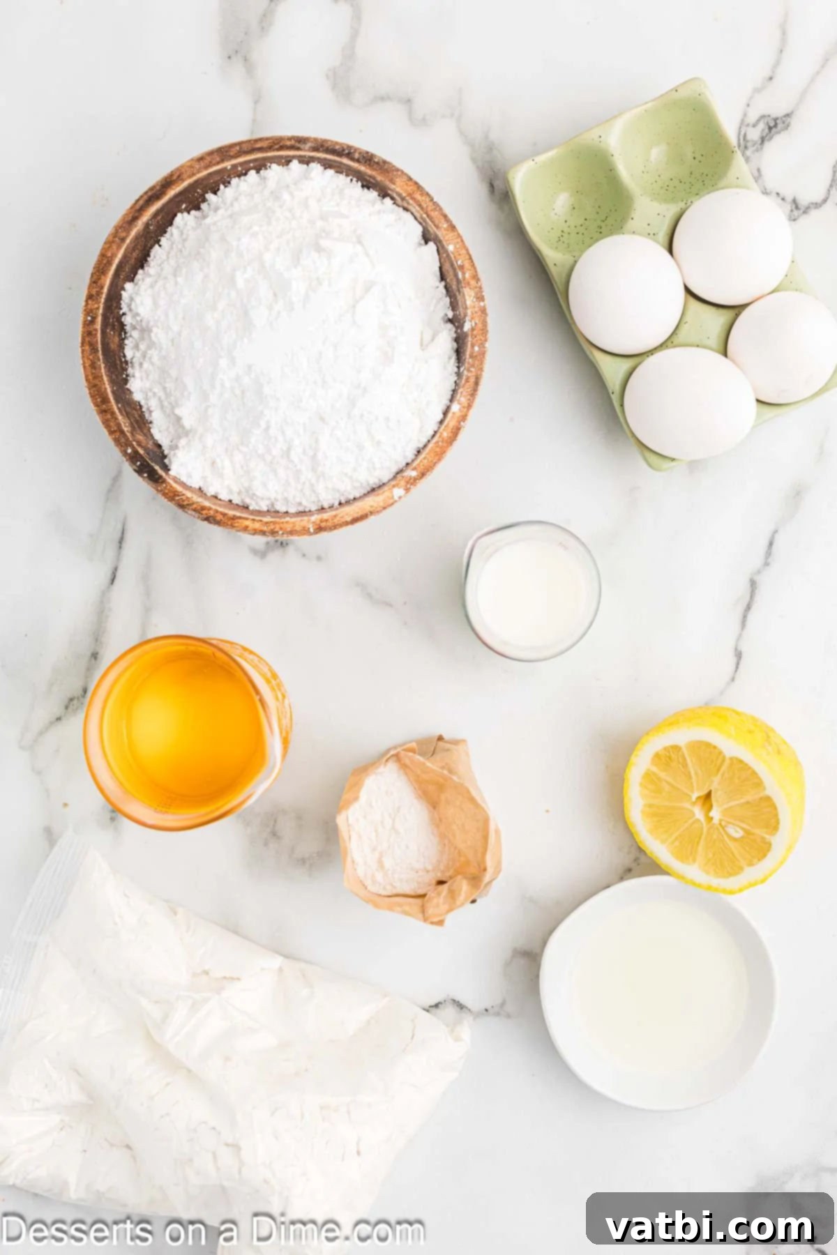 Ingredients laid out for Lemon Blossoms recipe.
