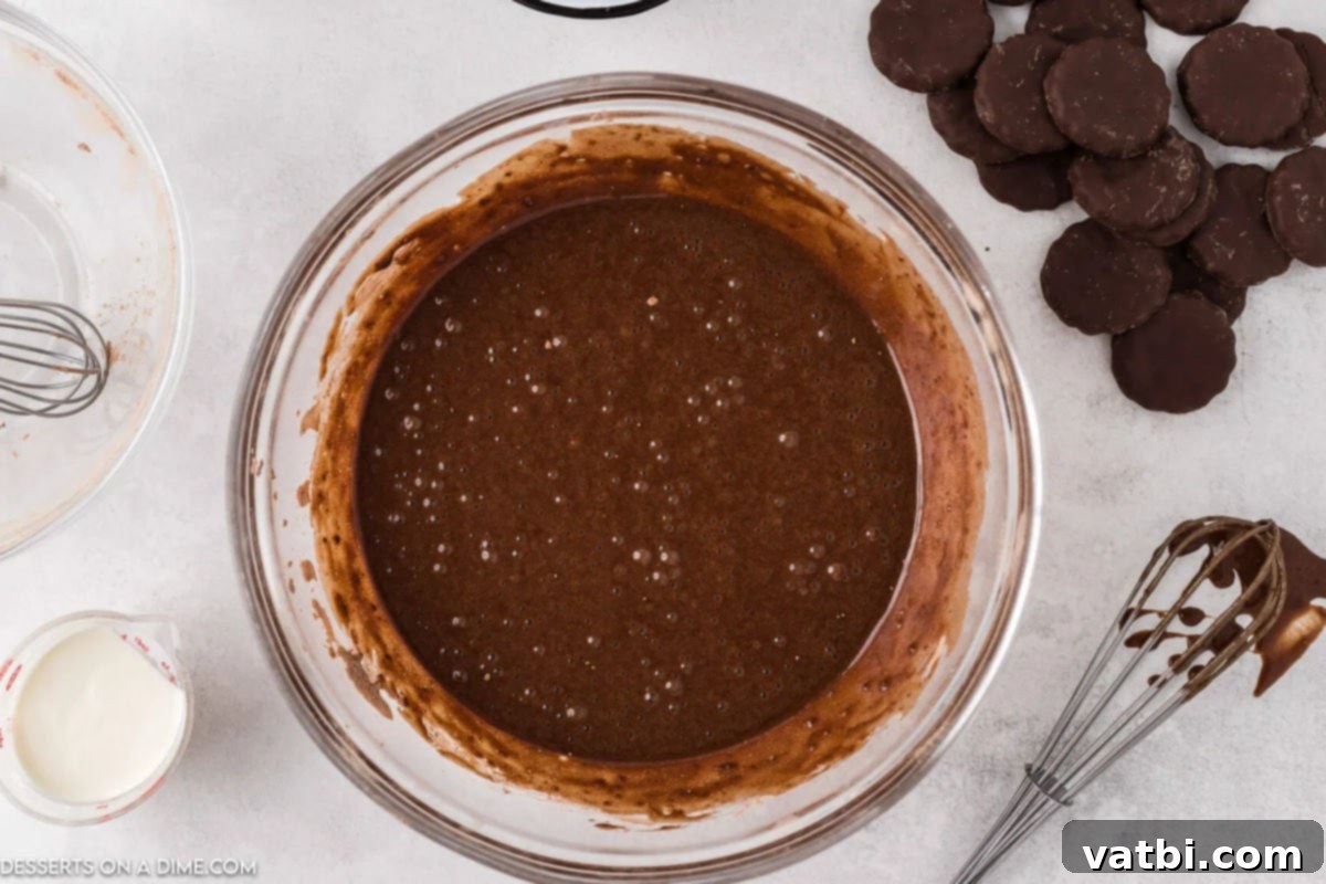 Chocolate mixture combined. 