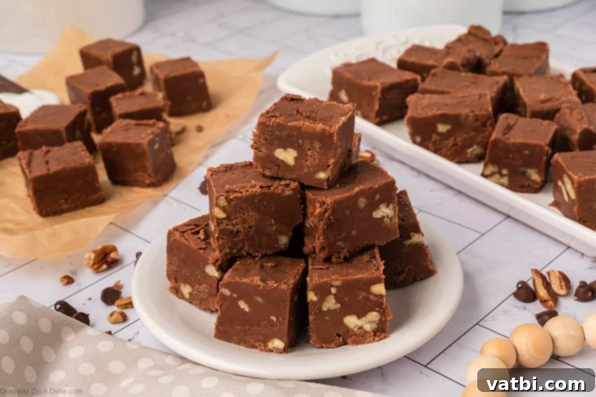 Fudge squares on a plate.