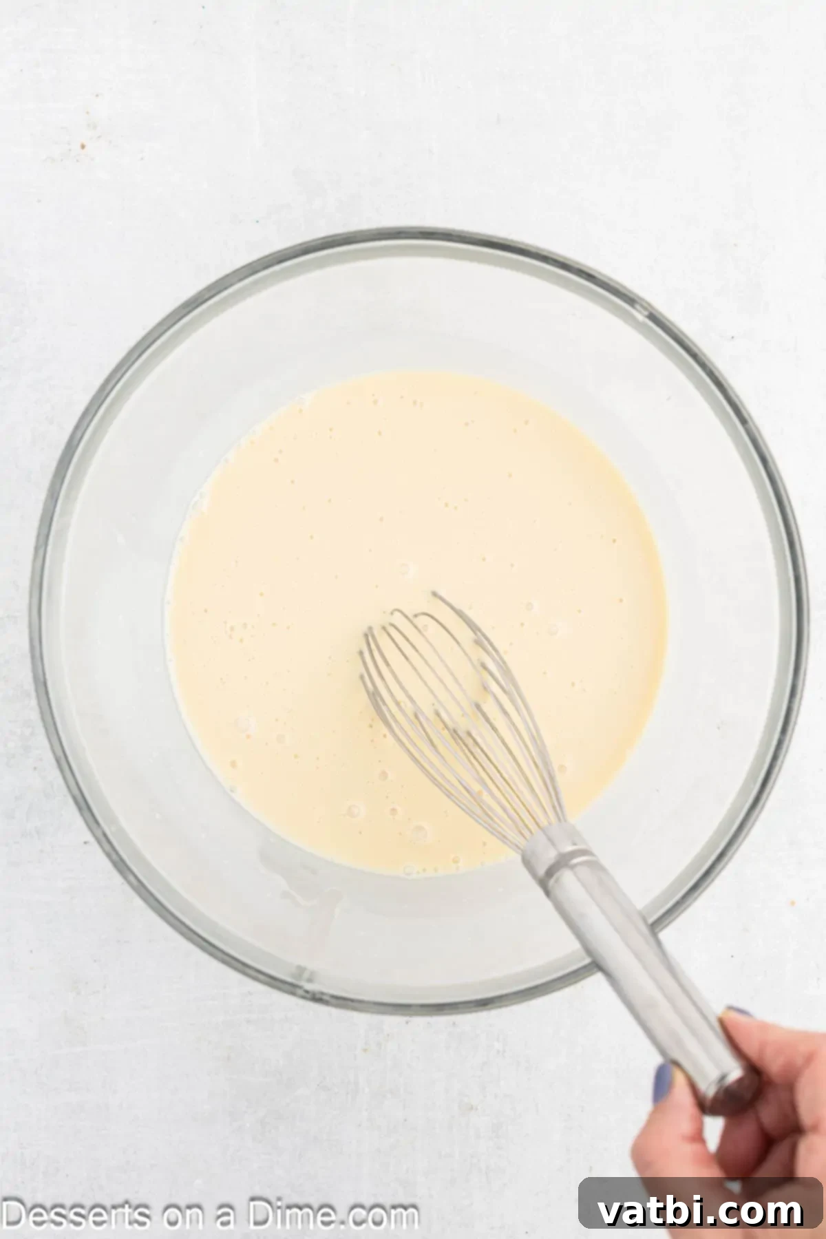 Mixture combined in bowl. 