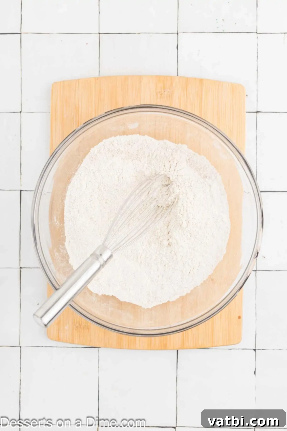Mixing bowl with dry ingredients. 