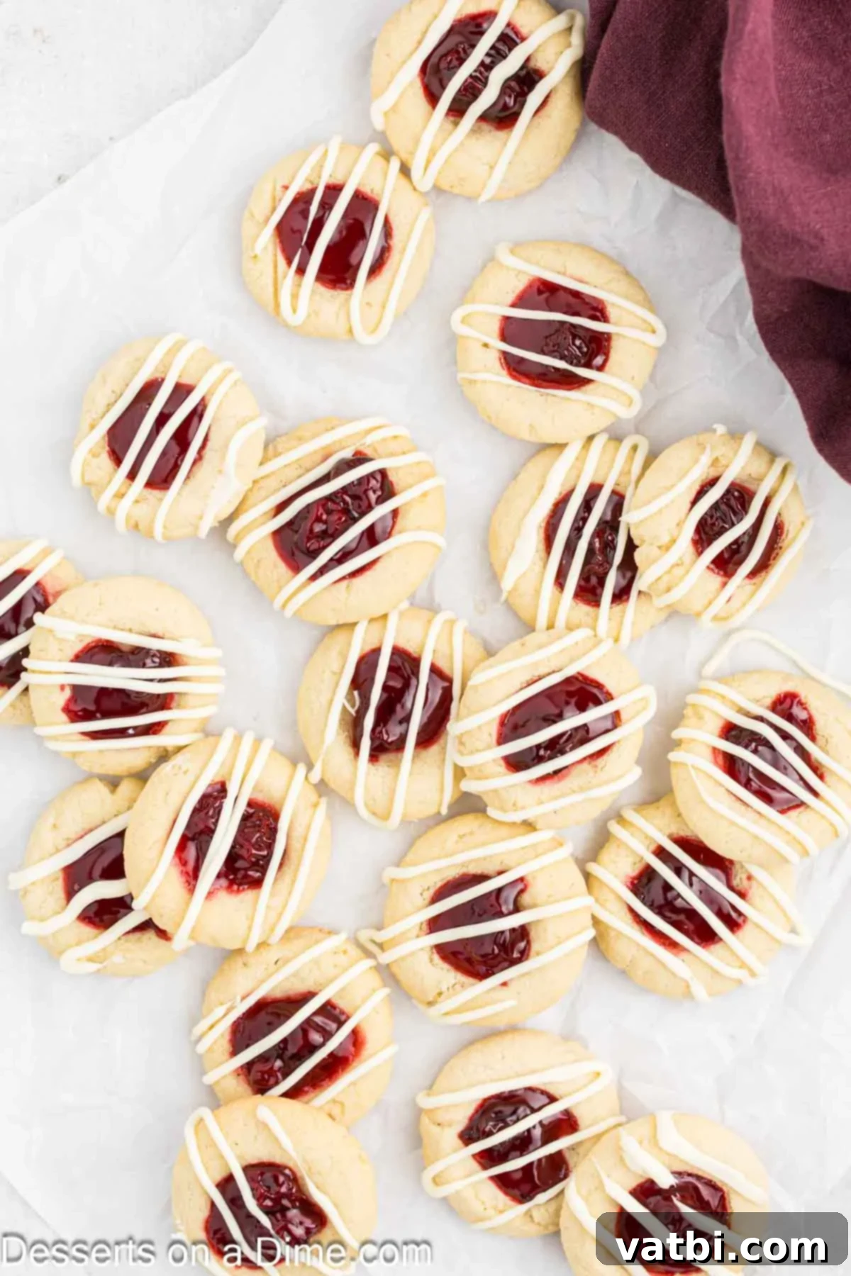 White chocolate drizzle on each cookie.