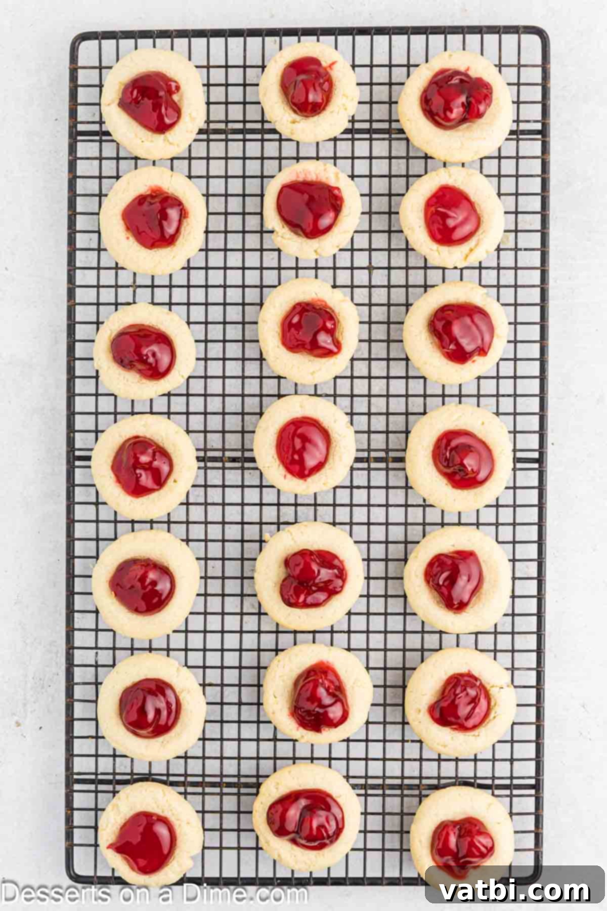 Cookies cooling on wire rack.
