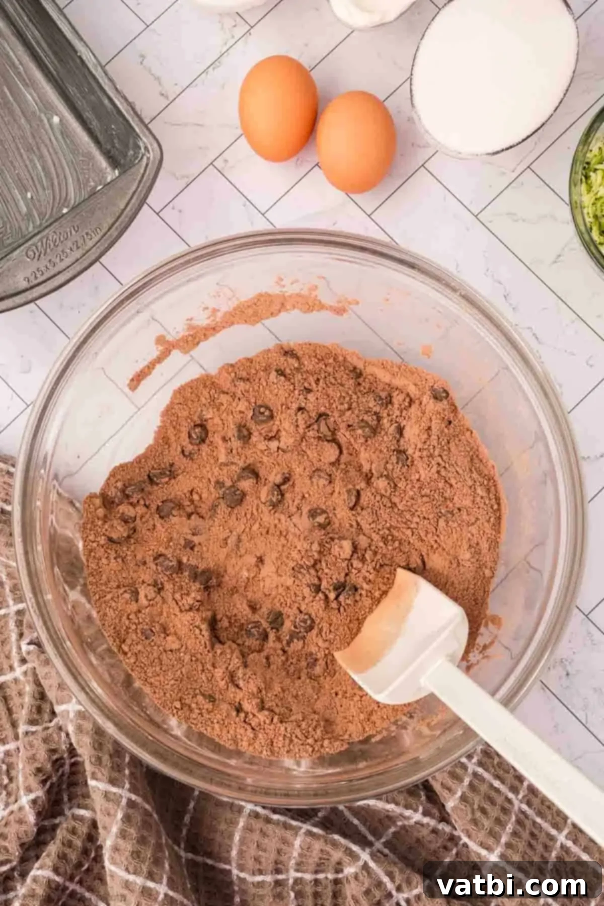 Chocolate Zucchini Bliss 6 Chocolate chips stirred into the dry ingredient mixture.