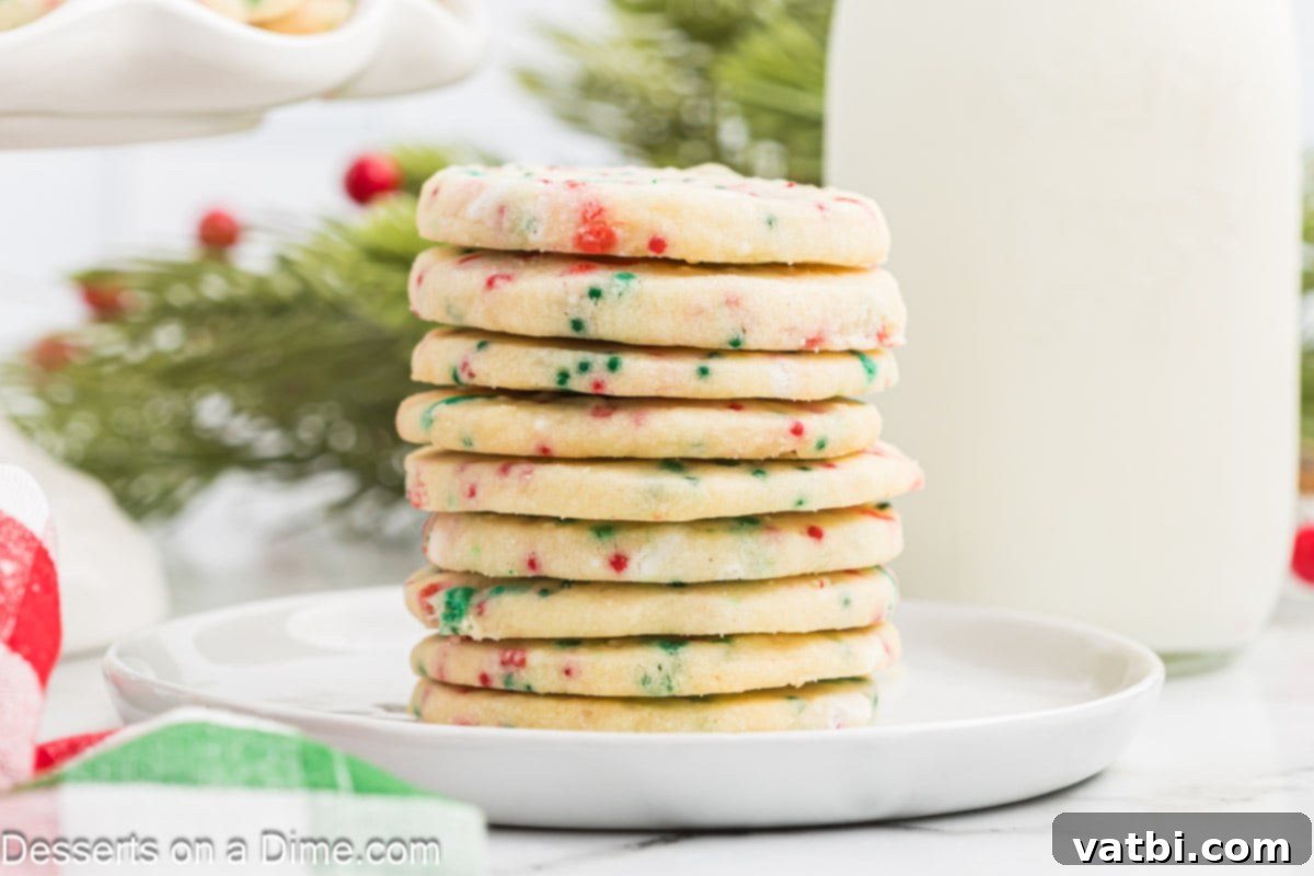 Holiday Baking Made Easy: 8 Simple Treats for a Festive Week 2 Christmas shortbread cookies stacked together, creating a festive and inviting display.