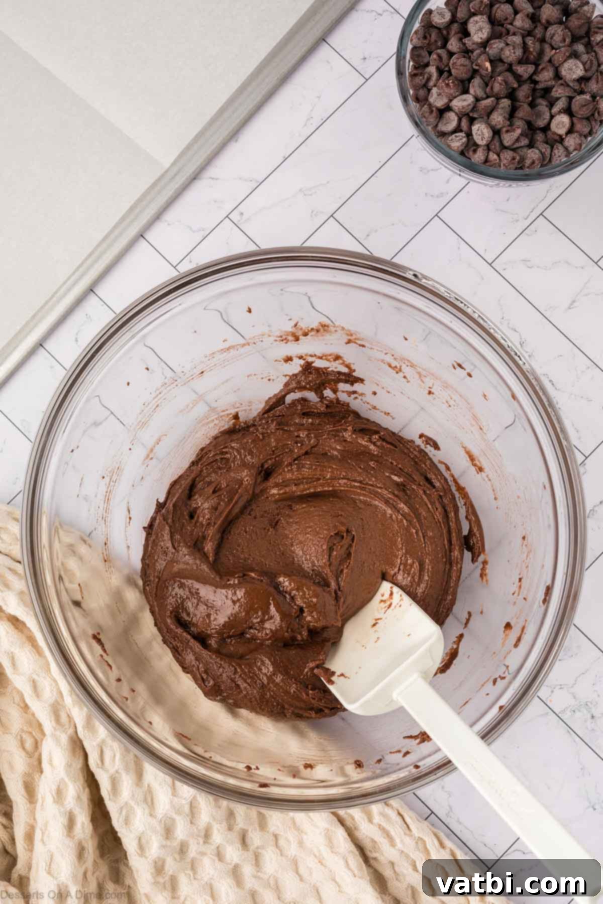 Devilishly Delicious: Sinfully Simple Chocolate Cookies 4 Cake batter combined in a bowl.