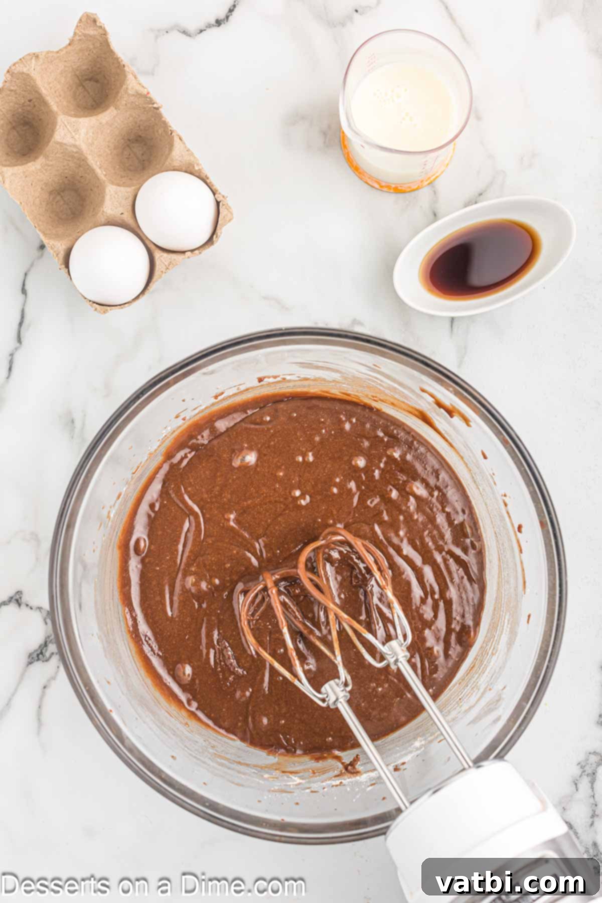 Batter mixed together in a bowl.